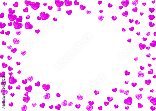 Valentines day card with glitter hearts.