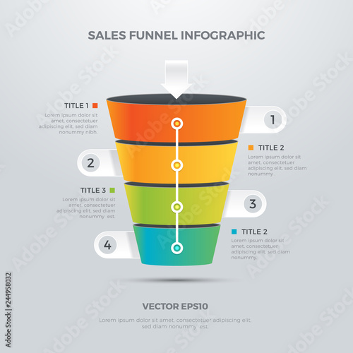 Sales funnel infographic design template vector illustration