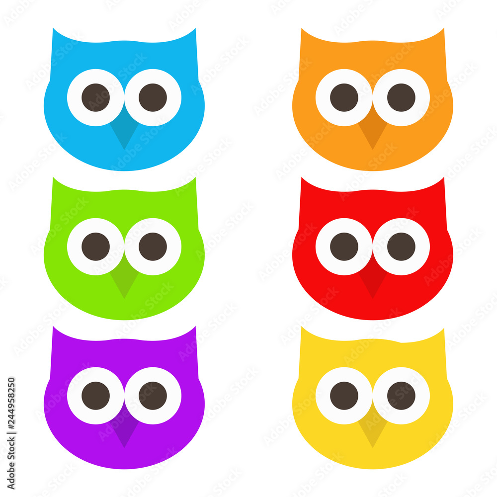 custom made wallpaper toronto digitalOwls. Set of owls. White background. Vector illustration.