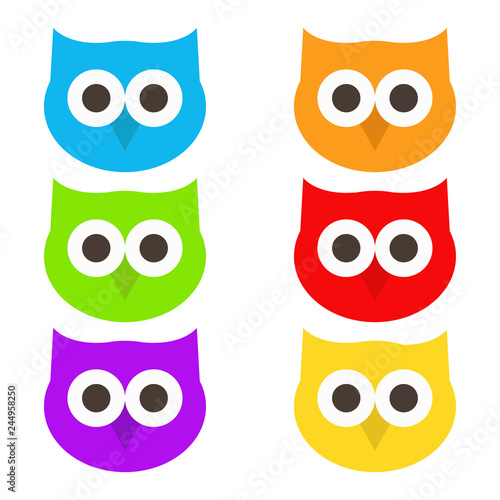 Owls. Set of owls. White background. Vector illustration.