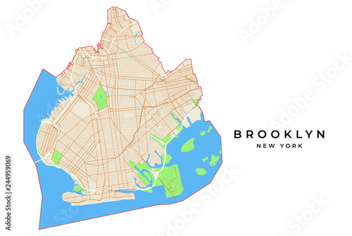 Vector map of Brooklyn, New York, USA