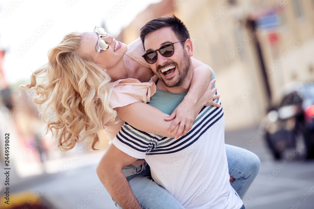 Fototapeta premium Smiling couple in love outdoors
