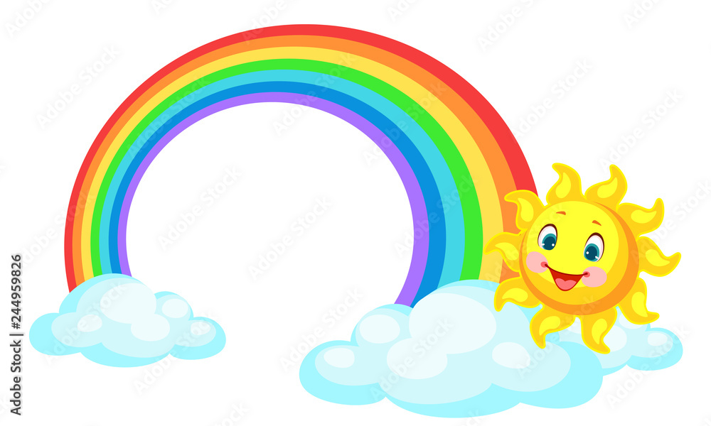 Beautiful rainbow with the sun vector illustration Beautiful rainbow with the sun vector illustration