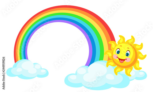 Beautiful rainbow with the sun vector illustration