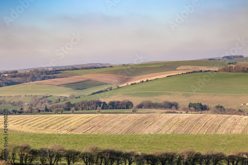 A South Downs Landscape of Patchwork Fields in Winter