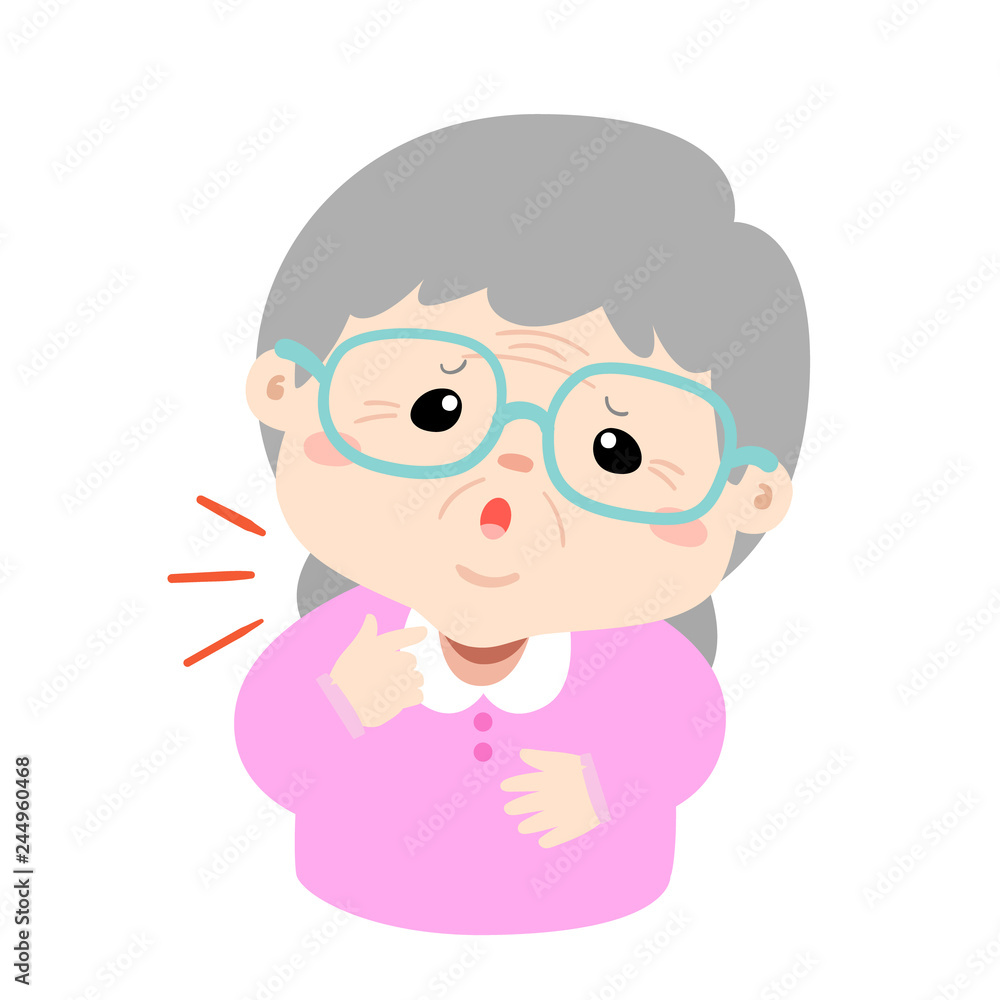 Grandmother sore throat cartoon vector.