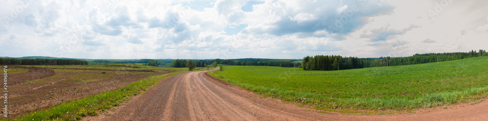 Panorama of green fields and forests Panorama of green fields and forests