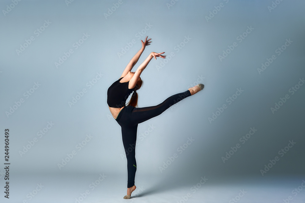 Fitness woman doing dancing exercise. white background