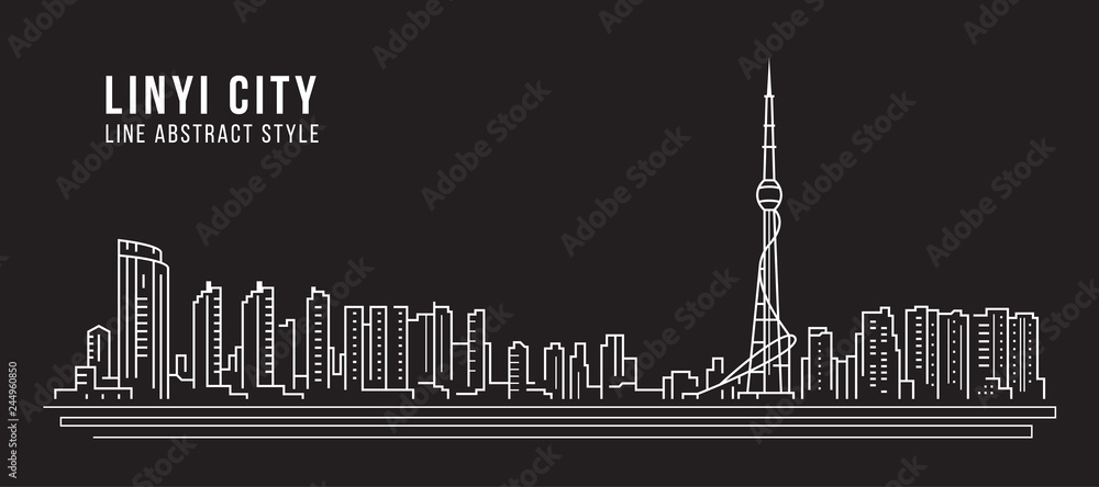 Cityscape Building Line art Vector Illustration design - Linyi city