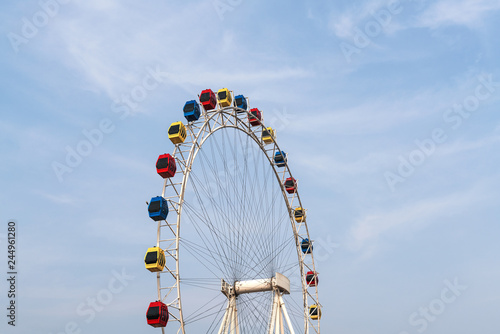 ferris wheel on blue sky