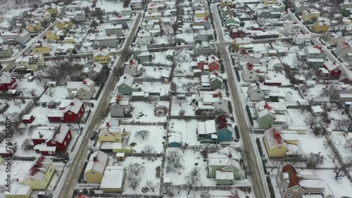 Aerial view of villas in residential/suburban area 