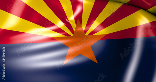 Arizona state flag. 3D Illustration  United States of America.