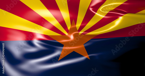 Arizona state flag. 3D Illustration  United States of America.