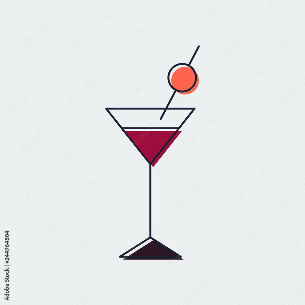 Martini Glass Line Flat Icon.Graphic Design.Vector Illustration Martini Glass Line Flat Icon.Graphic Design.Vector Illustration