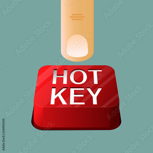 Finger pushing hotkey vector illustration.