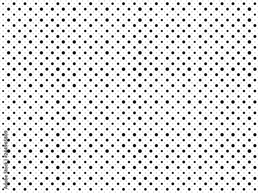 Abstract dots background. Black white polka dots texture. Pop Art circle comic pattern. Abstract geometric ornament vector pattern. Template for presentation flyer, business cards, stickers Abstract dots background. Black white polka dots texture. Pop Art circle comic pattern. Abstract geometric ornament vector pattern. Template for presentation flyer, business cards, stickers