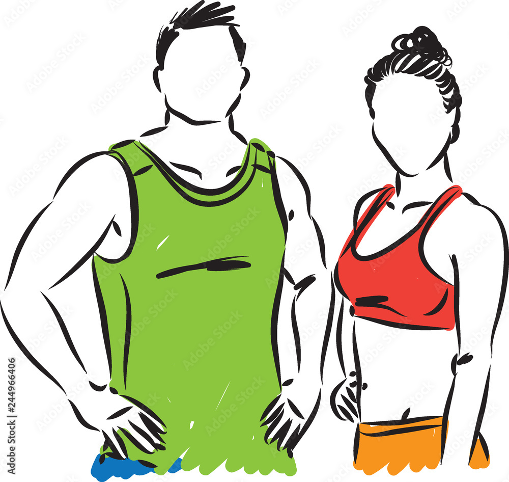 fitness couple man and girl vector illustration fitness couple man and girl vector illustration