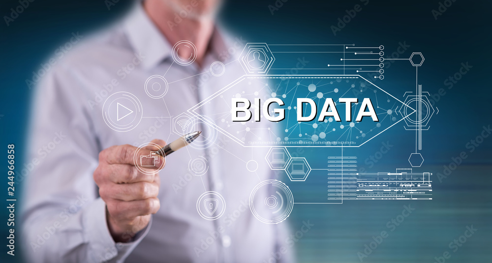 Man touching a big data concept Man touching a big data concept