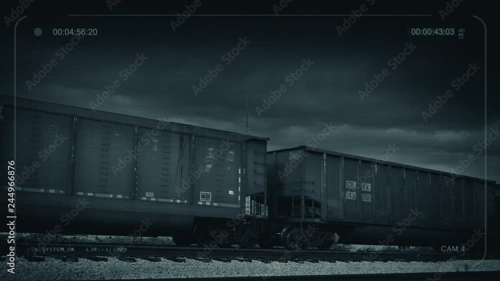 CCTV Freight Train Carriages Pass CCTV Freight Train Carriages Pass