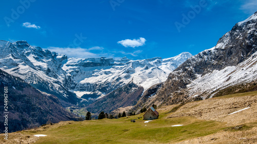 view of the splendid circus of Gavarnie in the Pyrenees in the South of France