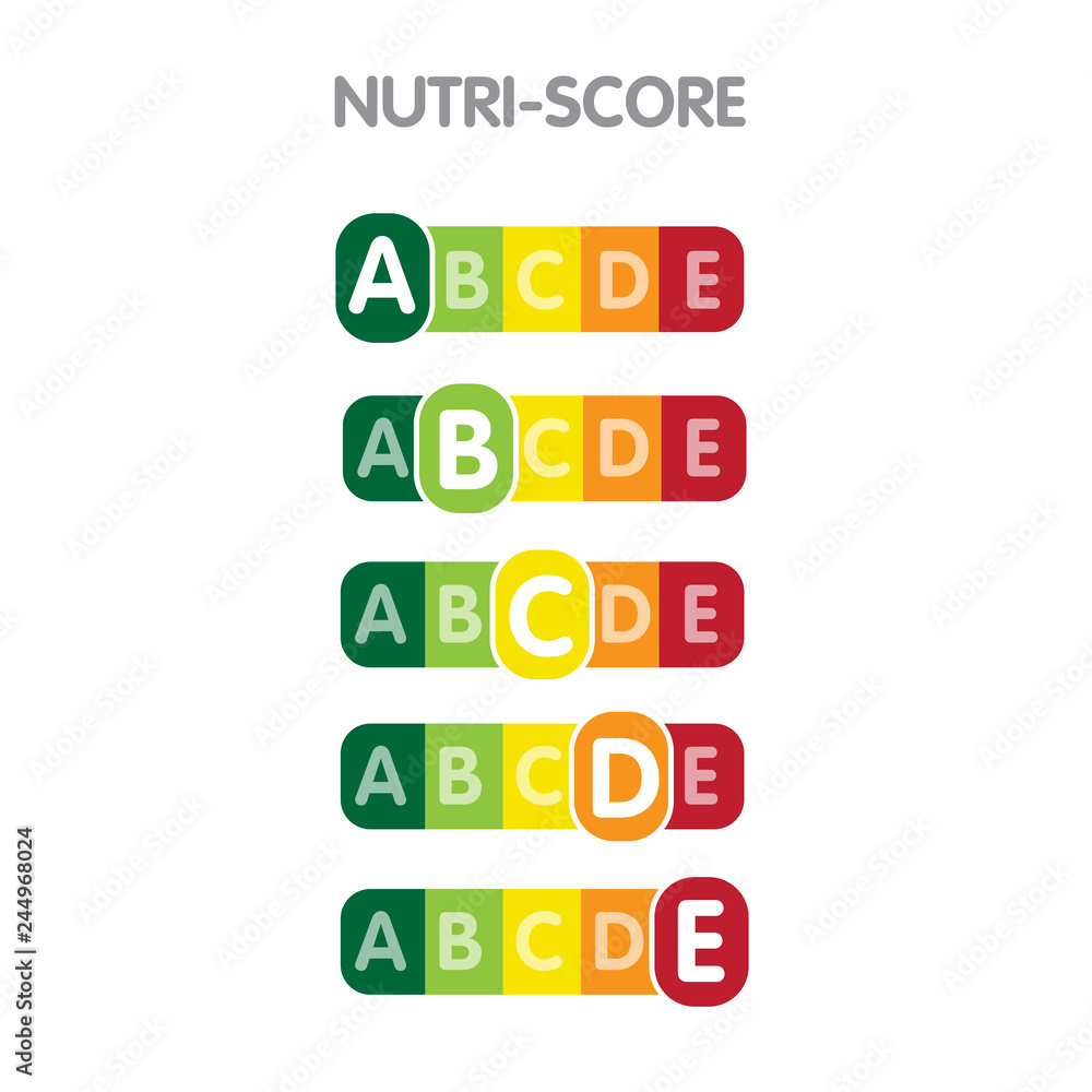 Nutri-Score system in France. Sign health care for packaging Nutri-Score system in France. Sign health care for packaging