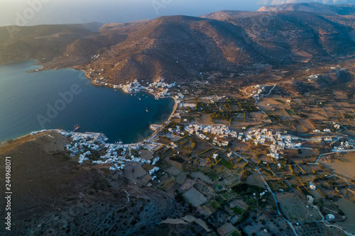  Aerial view of Katapola vilage  Amorgos island  Cyclades  Aegean  Greece