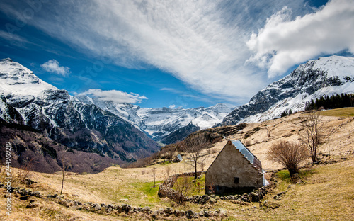 view of the splendid circus of Gavarnie in the Pyrenees in the South of France