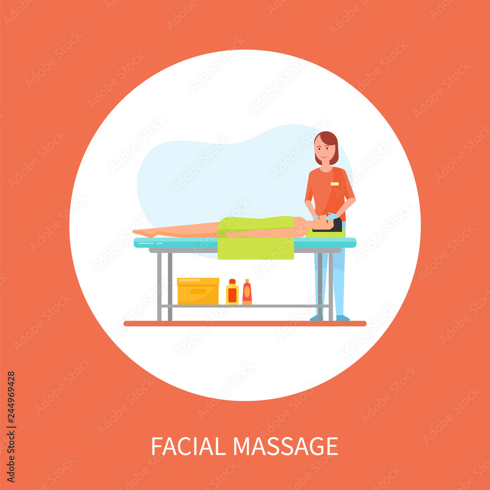 Facial Medical Massage Session Cartoon Banner Facial Medical Massage Session Cartoon Banner