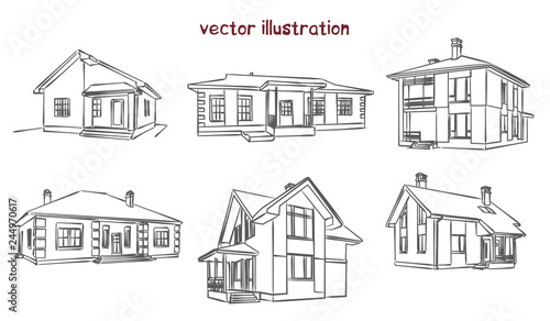 vector sketch of individual house