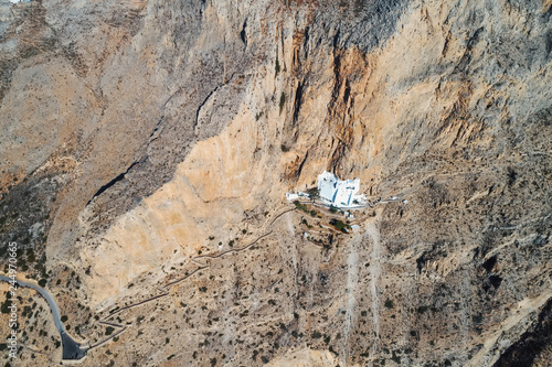 Aerial view of of Panagia Hozovitissa monastery on Amorgos island photo