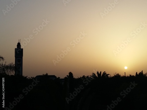 sunset in city