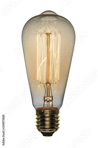 Retro light bulb, Edison style. Isolated object on a white background.