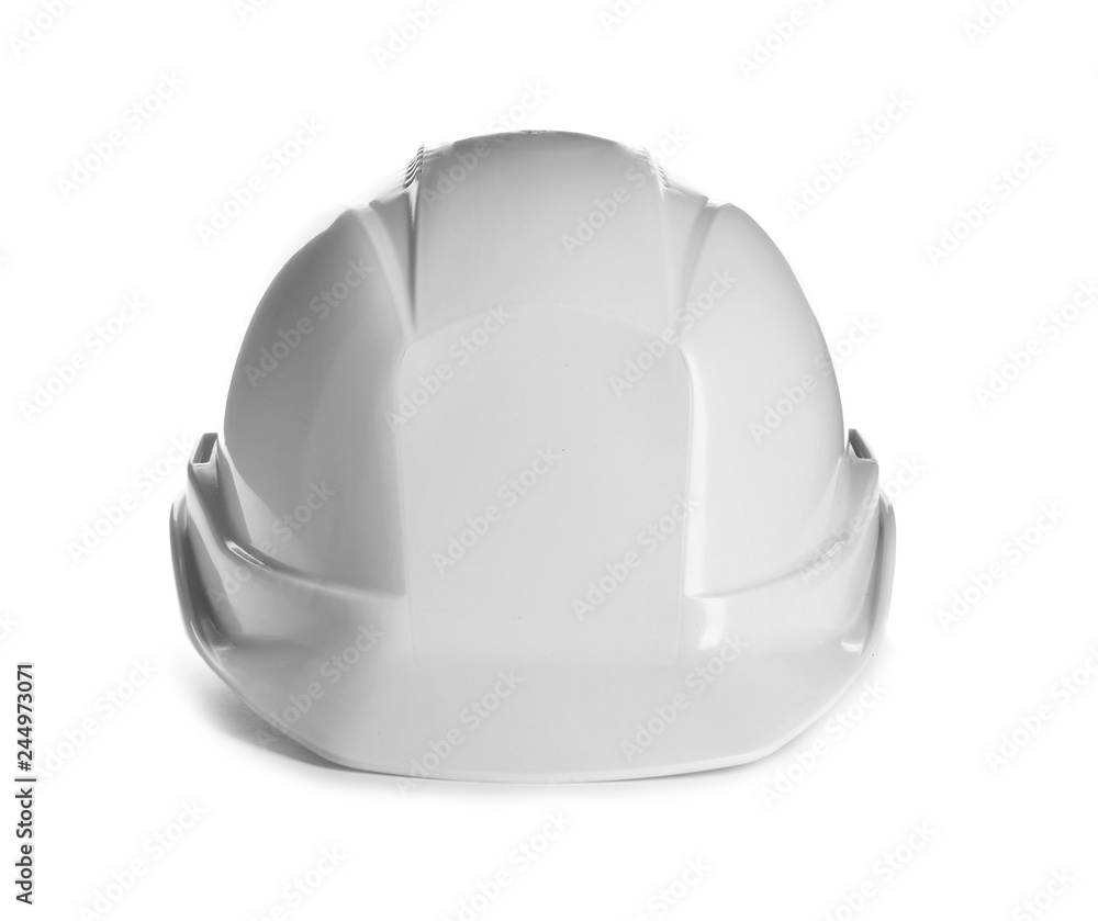 Fototapeta premium Protective hard hat on white background. Safety equipment