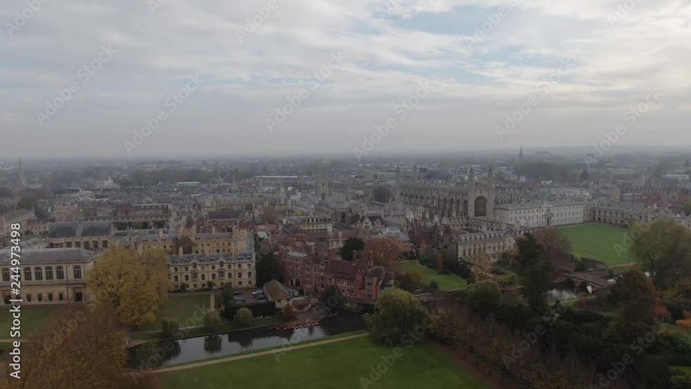 Aerial panning view of colleges in Cambridge (England) Aerial panning view of colleges in Cambridge (England)
