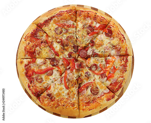 Pizza on the white background. This picture is perfect for you to design your restaurant menus.