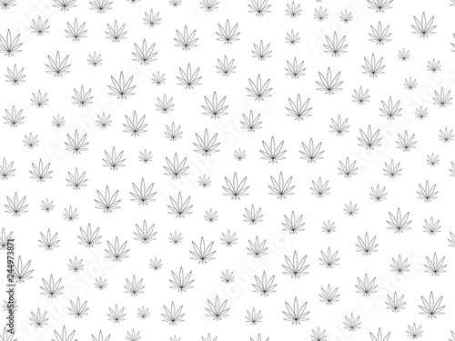 Cannabis seamless pattern. Marijuana floral pattern. Flat leaf of weed cannabis  monochrome black and whit. Marijuana design element seamless for fabric vector illustration.
