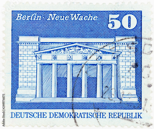 EAST GERMANY - CIRCA 1973: A postage stamp printed in German Democratic Republic,  shows New Guardhouse a building in Berlin, circa 1973. photo