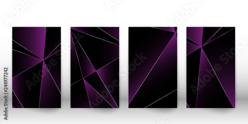 Abstract polygonal pattern. Luxury dark cover design with a geometric silver shapes. Polygon cover template. Vector illustration.