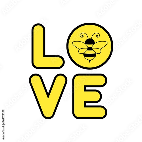 Love word and honey bee