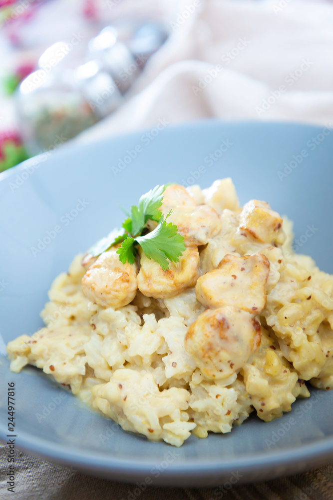 Chicken with Mustard and Rice