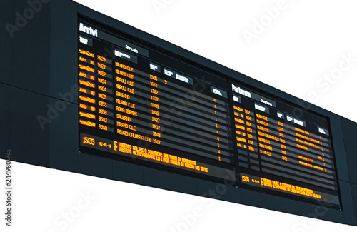 arrival departure board isolated on white background 
