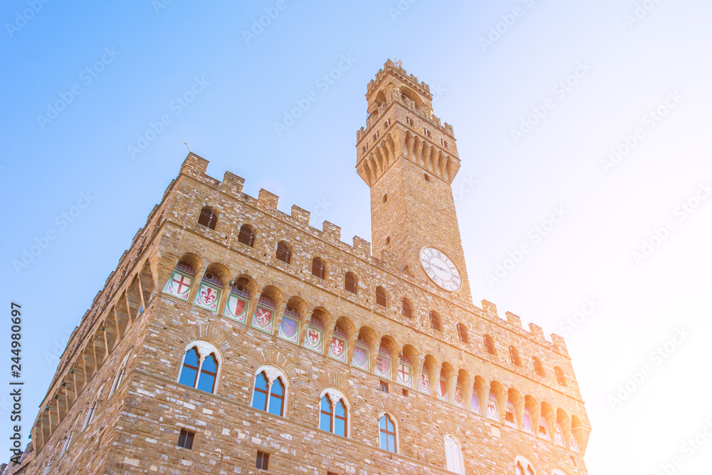 Palazzo Vecchio in Piazza della Signoria in Florence, Tuscany, Italy.