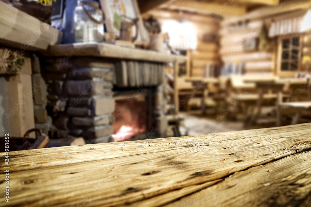 Table background and fireplace Table background and fireplace