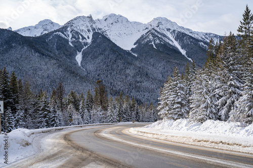 Winter wonderland scene in Kootenay National Park along highway 93 in British Columbia