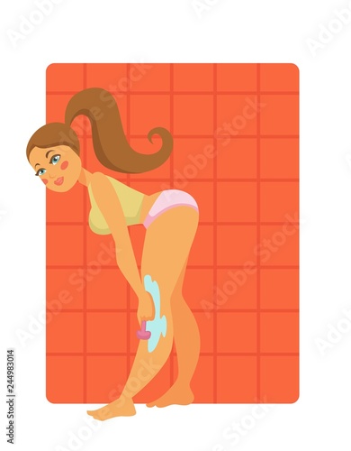 Shaving legs female beauty procedure hair removal