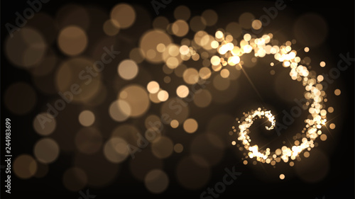 Background with whirl of golden dust, sparkling spiral