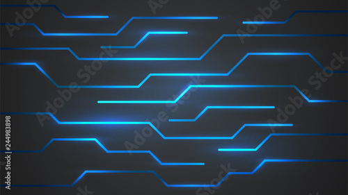 Abstract background, surface with neon blue lines, technology