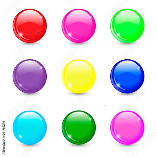 Free Download Collection of colorful glossy spheres isolated on white. Vector illustration for your design. - GFXLoad