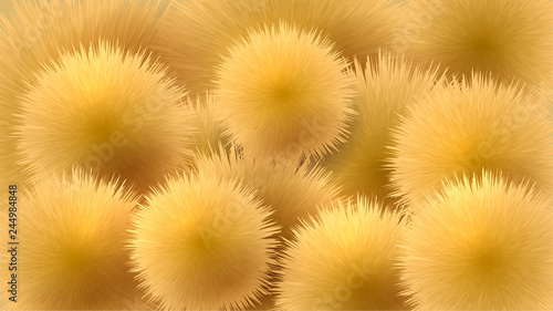 Abstract background with yellow fluffy balls, funny cute background