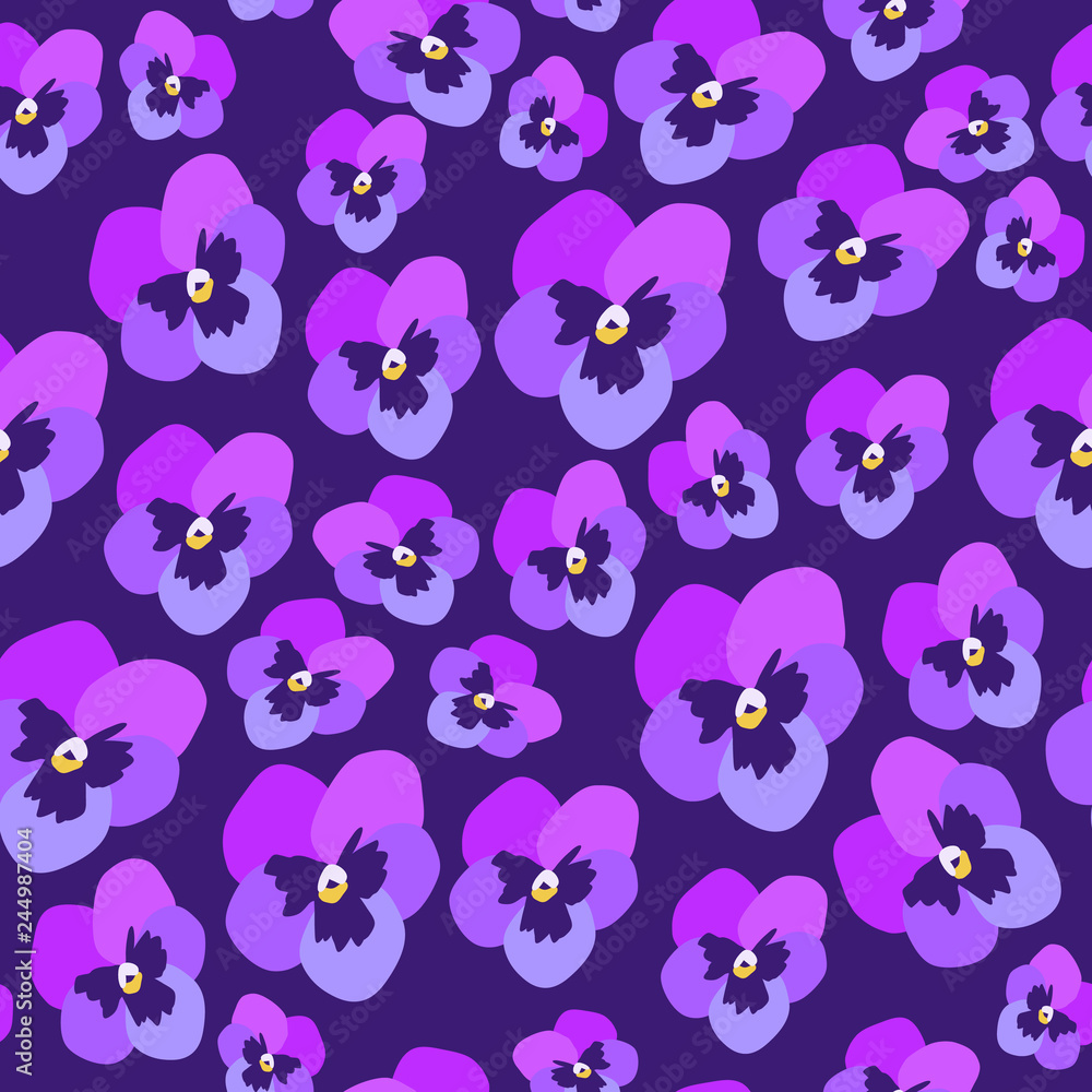 Fototapeta premium Pansy Flower Pattern. Endless Background. Seamless